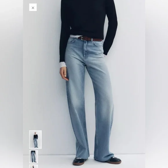 Zara TRF High Rise Wide Leg jeans 8 - Picture 2 of 9